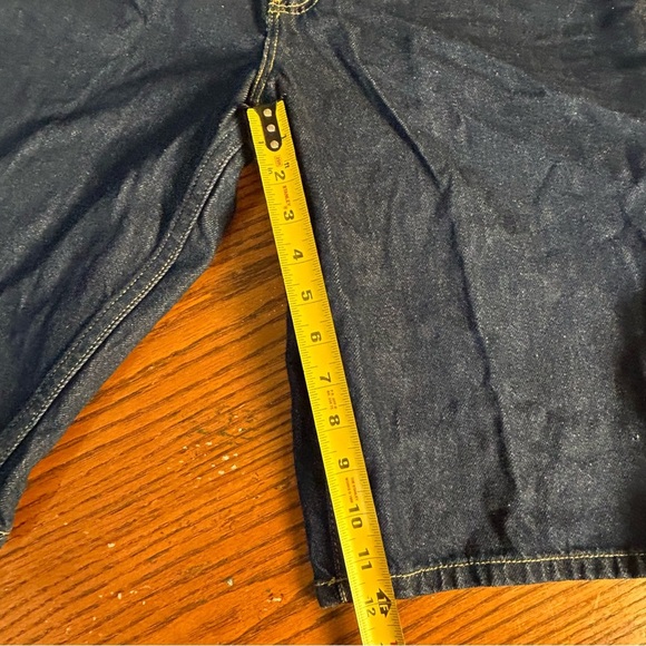 VINTAGE Y2K Tommy Hilfiger Shorts Sz 29 Blue Dark Denim Carpenter Baggy Wide Leg - Picture 14 of 14